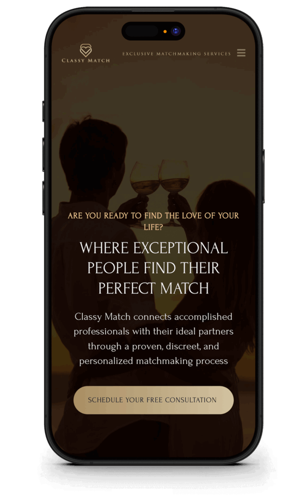 Лендинг сервиса знакомств "Classy Match"